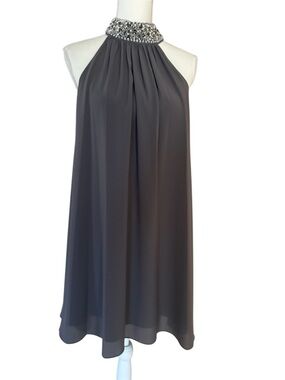 Badgley Mischka Halted Neck Beaded Dress